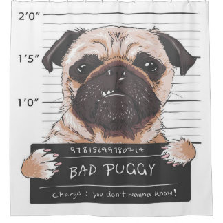 Rideaux De Douche Carlin Chien Bad Puggy Chien Propriétaire