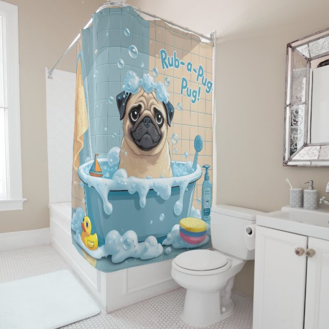Rideaux De Douche Carlin Sloppy Sleepy mignonne drôle (En situation)