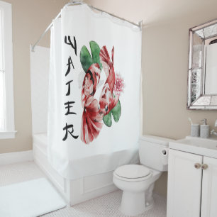 Rideaux De Douche Carpeaux de Koi Écriture de Style Japonais Art Ori
