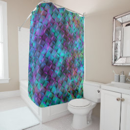 Rideaux De Douche carré 3D coloré bleu lilas à rose ou triangles