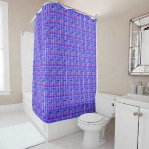 Rideaux De Douche Carré Motif de Mosaic bleu violet