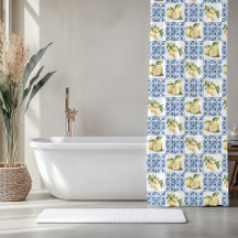 Carreau bleu motif français de citron de campagne