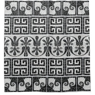 Rideaux De Douche Carreaux brisés grecs mosaïque marbre noir