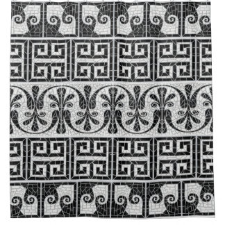 Rideaux De Douche Carreaux brisés grecs mosaïque marbre noir
