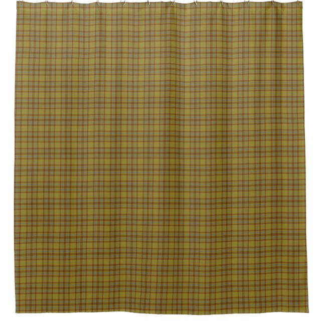 Rideaux De Douche Carreaux Tartan Brun Olive Rustique (Devant)