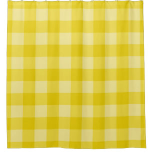Rideaux De Douche Carreaux Vichy Jaune Soleil Heureux à Carreaux