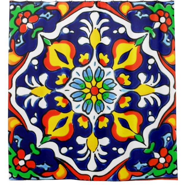 Rideaux De Douche Carrelage Talavera Mexicaine No 3 (Devant)