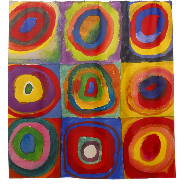 Rideaux De Douche Carrés avec cercles concentrés | Kandinsky | (Devant)