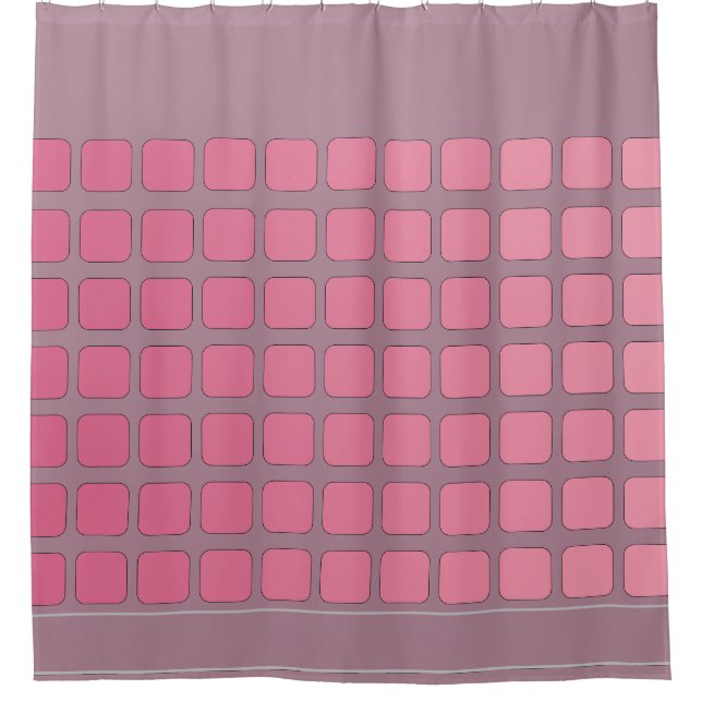 Rideaux De Douche Carrés roses contemporains (Devant)