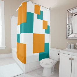 Rideaux De Douche carrés turquoises et minimaux de Tangarine