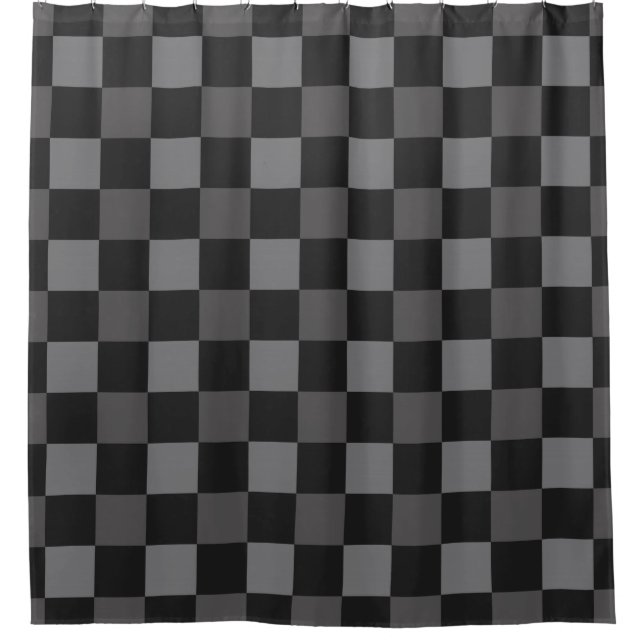 Rideaux De Douche Carrés Vichy Noir et Gris à Damier (Devant)