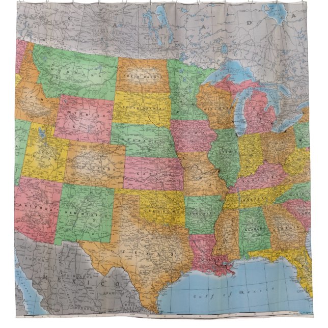 Rideaux De Douche Carte 3 des Etats-Unis (Devant)