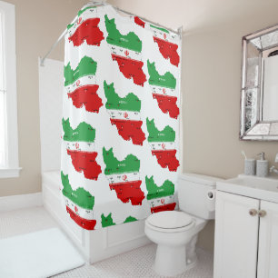 Rideaux De Douche Carte de l'Iran avec drapeau et emblème