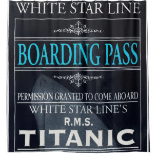 Rideaux De Douche Carte d'embarquement Titanic White Star Line Noir