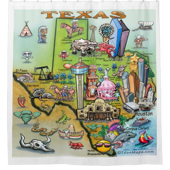 Rideaux De Douche Carte des loisirs du Texas (Devant)