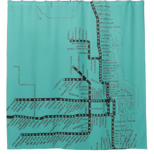 Rideaux De Douche Carte du métro de Chicago avec arrêts de train vin