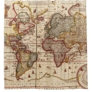 Rideaux De Douche Carte du monde vintage