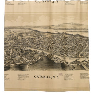 Rideaux De Douche Carte imagée vintage de Catskill New York (1889)