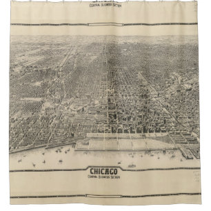 Rideaux De Douche Carte imagée vintage de Chicago (1916)