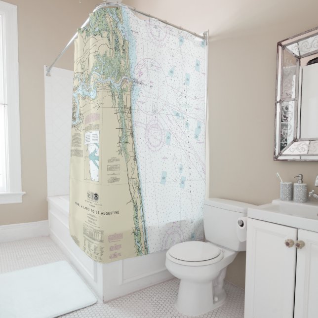 Rideaux De Douche Carte nautique authentique Jacksonville Beach FL (En situation)