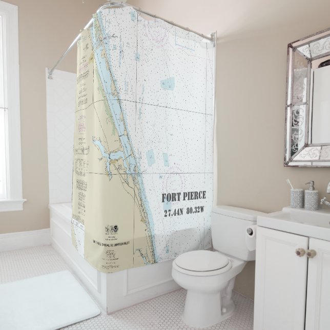 Rideaux De Douche Carte nautique Fort Pierce FL Longitude Latitude (En situation)