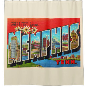 Rideaux De Douche Carte postale Memphis Tennessee TN Vintage