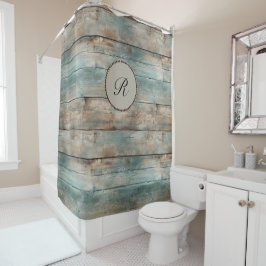Rideaux De Douche Cartes de clôture en bois bleu rustique