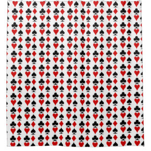 Rideaux De Douche Cartes de jeu rouge noir