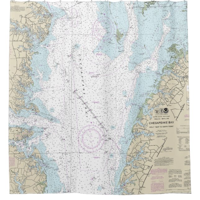 Rideaux De Douche Cartes nautiques Wolf Trap to Smith Point (Devant)