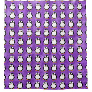 Rideaux De Douche Carton en pingouin mignon personnalisé Aquarelle p