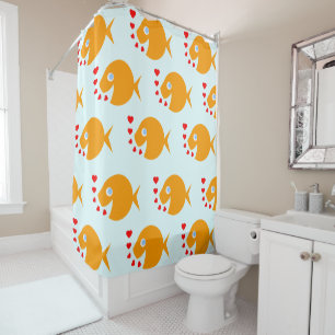 Rideaux De Douche Cartoon mignon Poisson d'or Baisers Enfants