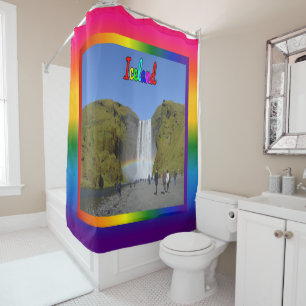 Rideaux De Douche Cascade arc-en-ciel islandaise