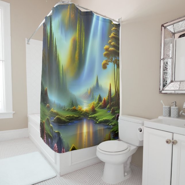 Rideaux De Douche Cascade Glade Nature Imaginaire (En situation)