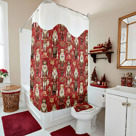 Rideaux De Douche Casse-noix rouges motif Noël enneigé