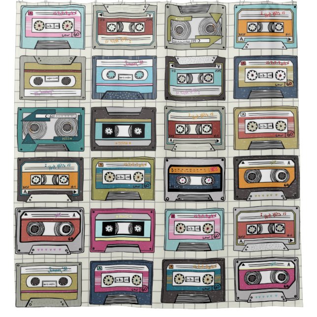 Rideaux De Douche Cassette de musique rétro : Icône nostalgique (Devant)