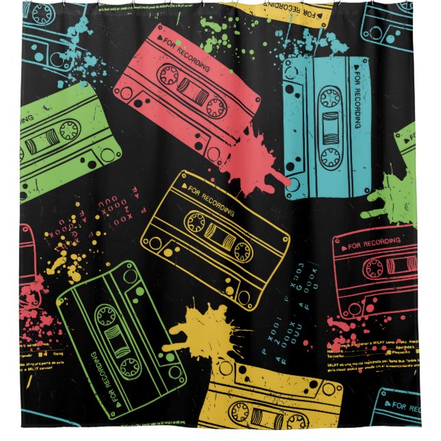 Rideaux De Douche Cassettes Cool style années 90 (Devant)