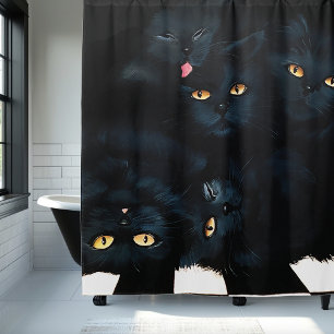 Rideaux De Douche Cat noir