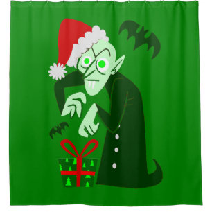 Rideaux De Douche cauchemar noël vampire père Noël nosferatu vert