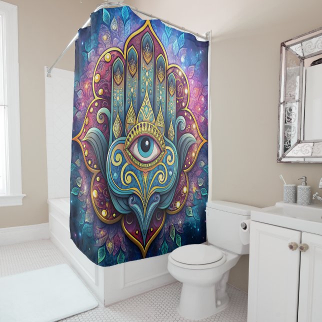 Rideaux De Douche Celestial Hamsa  (En situation)