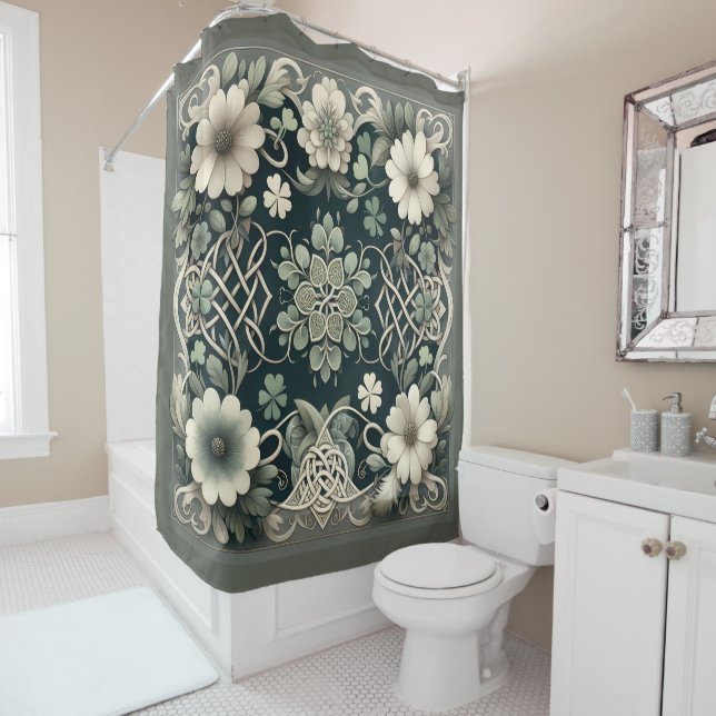 Rideaux De Douche Celtic Clover Floral Charm (En situation)