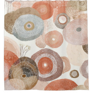 Rideaux De Douche Cercles Abstraits Bohème Terriens Design Organiq