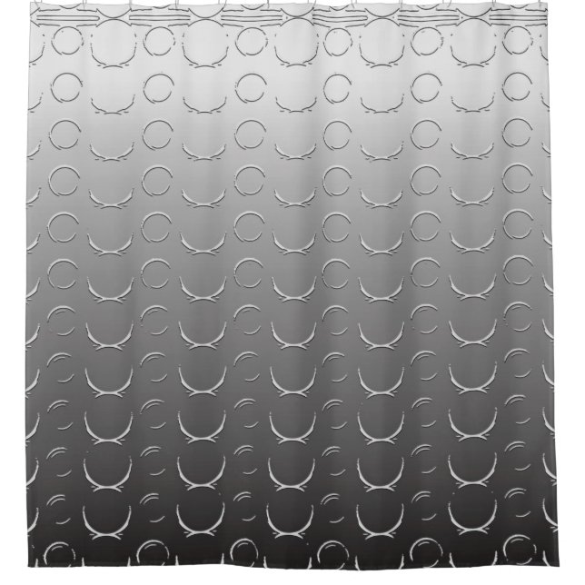 Rideaux De Douche Cercles Chic Industriel Digital Emboss Argent (Devant)