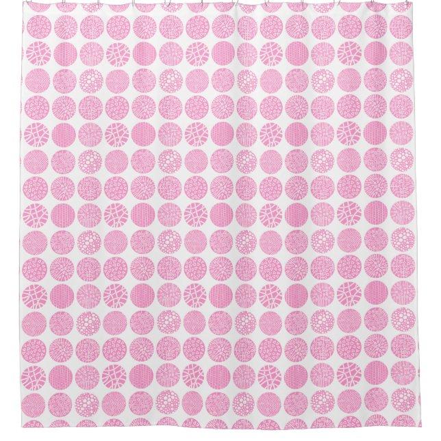 Rideaux De Douche Cercles décoratifs - rose et blanc (Devant)
