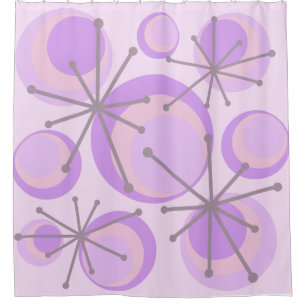 Rideaux De Douche Cercles du milieu du siècle Starburts Lavender