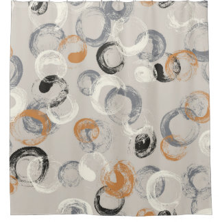Rideaux De Douche Cercles Gris: Motif Simple Sans Couture