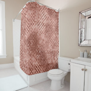 Rideaux De Douche Cercles Rose Doré Pailleté Luxe Fille Pailletante