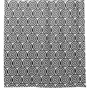 Rideaux De Douche Cercles spiraux Abstraits en noir et blanc