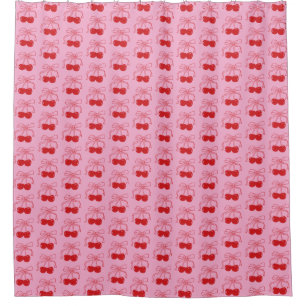 Rideaux De Douche Cerises Rouges Roses Mignonnes Coquettes Fruits Fé