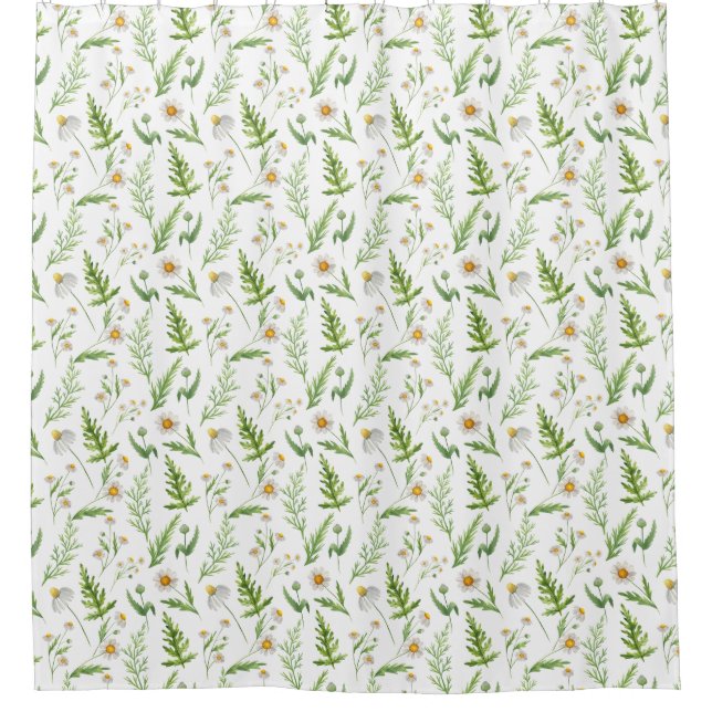 Rideaux De Douche Chamomile Fleur Botanique Rustique Motif (Devant)