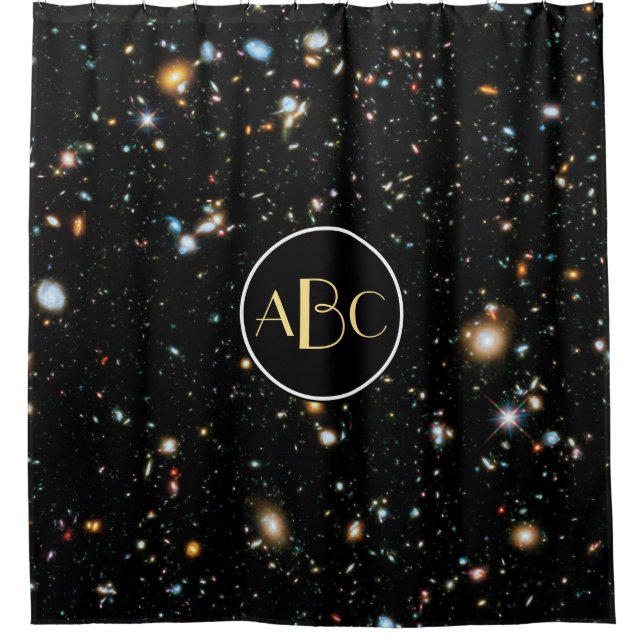 Rideaux De Douche Champ ultra profond Hubble avec monogramme personn (Devant)